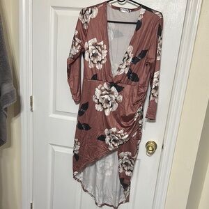 Floral V-Neck Asymmetrical Dress